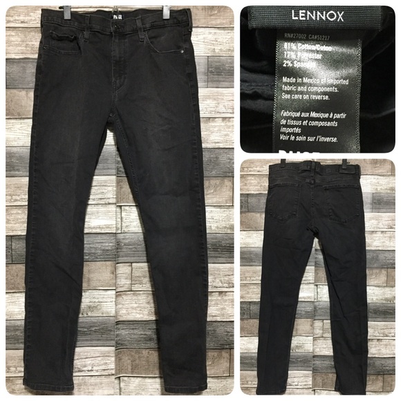 Paige Lennox Slim Jeans Men’s 36x31.5 Black Gray Stretch Cotton Blend - Picture 1 of 10